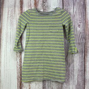 Gap Kids Cotton Tunic Dress Grey with Bright Green Stripes Size Med (8)  #5114
